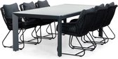 LUX outdoor living Cortona Grey/Portofino zwart dining tuinset 7-delig | polywood + touw | 220cm | 6 personen