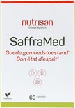 Verpakking van SaffraMed capsules met logo, productnaam, indicaties en vegetarisch icoon.