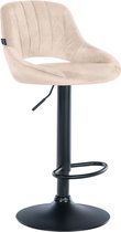 Bol.com CLP Milet Barkruk - Met rugleuning - Verstelbaar - Velvet - Fluweel - creme zwart aanbieding