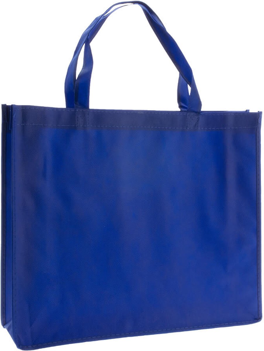 Shopper Bag - 10 stuks - Blauw - 42x35x12cm - Non Woven - Shopper tas