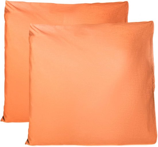 Kussensloop 60x60 cm, lot de 2 - 100% coton, taie d'oreiller en jersey premium super doux, design simple et élégant, fabriqué en Italie - orange
