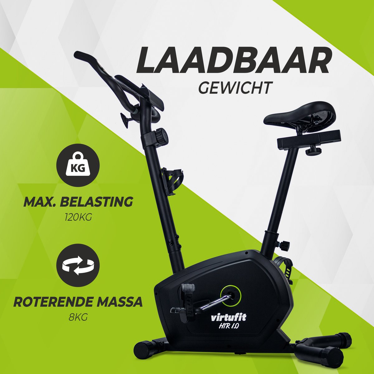 Afbeelding 3 van VirtuFit HTR 1.0 hometrainer - Fitness fiets - 8 weerstandsniveaus - Tablethouder - Transportwielen - Hartslagfunctie