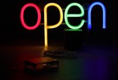 OPEN neon bord-Neon licht-Aangedreven door batterij of USB met dimbare schakelaars-LED open bord-Licht reclamebord-hanglamp- voor bar, club, winkel, restaurant, café-Kleurrijk-18*35cm