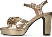 Manfield - Dames - Goudkleurige sandalen met hak - Maat 39