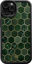 Casimoda® hoesje - Geschikt voor iPhone 12 Pro - Kubus Groen - Effen telefoonhoesje met lensbescherming - TPU - Backcover - Groen