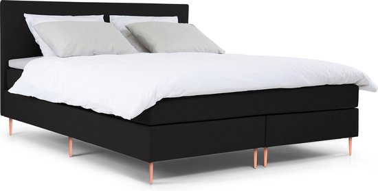 Maxi Owen Boxspring 140x200 cm - Gestoffeerde Boxspring met Matras - Bed - Zwart - Tweepersoonsbed