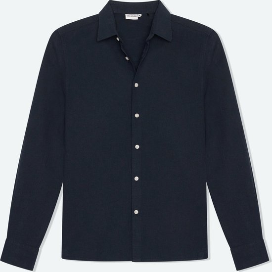 Solution Clothing Lean - Casual Overhemd - Shirt - Lange Mouwen - Regular Fit - Volwassenen - Heren - Mannen - Navy - XXL