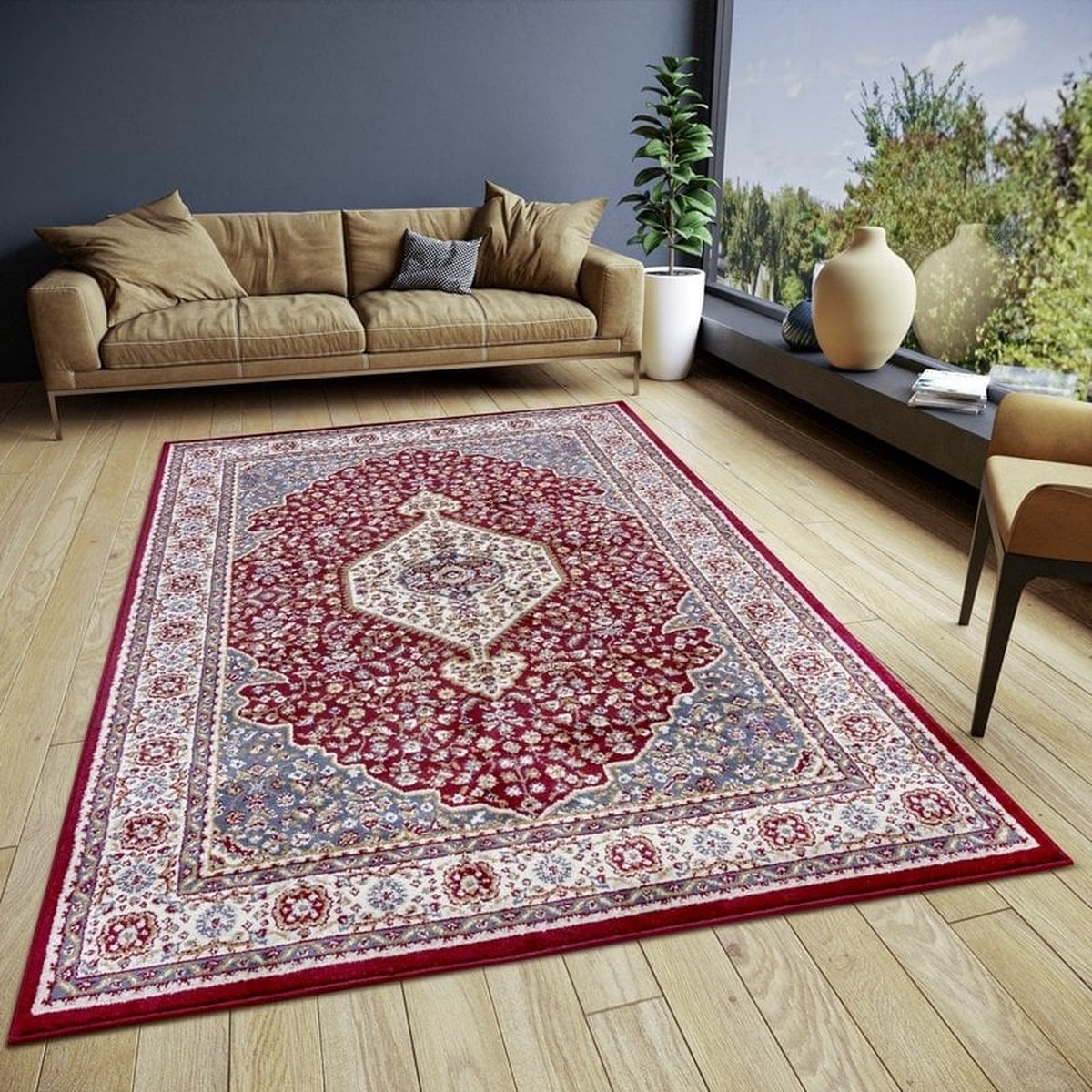 Flycarpets Klassiek Vloerkleed - Mochi - Rood / Multi - 80x120 cm op Prijzenvolger.com