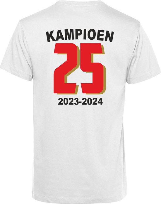 T-shirt kind 25x Kampioen | PSV Supporter | Eindhoven de Gekste | Shirt Kampioen | Wit | maat 92