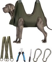 Hangmat voor hondenverzorging, hangmat voor huisdierverzorging Reuzenhonden, hondenverzorgingsband met spijkersnijder, hangmat voor hondenspijkers, ophangende kabelspijker voor honden (XXX-groot 130 lb max./groen)