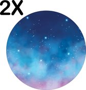 BWK Stevige Ronde Placemat - Blauw met Paarse Galaxy - Set van 2 Placemats - 50x50 cm - 1 mm dik Polystyreen - Afneembaar