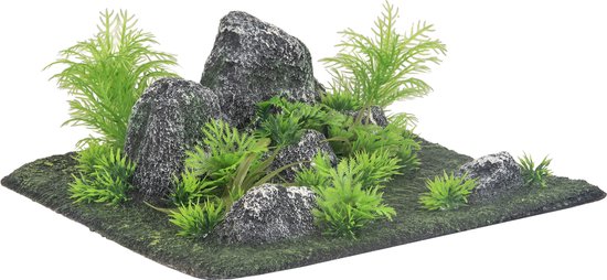 Flamingo Condroz - Decoratie Vis - Ad Condroz Rots + Plant Vierhoek 29x29x10cm - 1st - 130258 - 1st