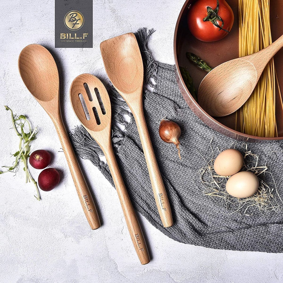 Ustensiles En Bois Cuisine Home | Set D'Ustensiles De Cuisine | 3 Cuillères En Bois | 100% Bois D Ustensile De Cuisine Bois