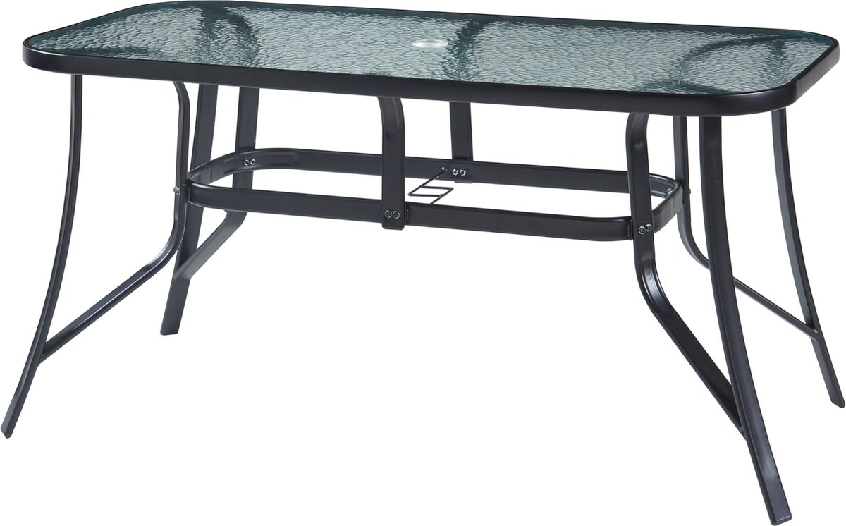 Tuinset Aradeo 7-delig tuintafel met tuinstoelen zwart – foto 5