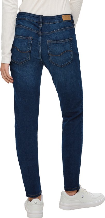 QS Dames Jeans Catie - Slim Fit, Slim Leg, Mid Rise - voor dagelijks gebruik en streetstyle, blauw, 38W / 32L