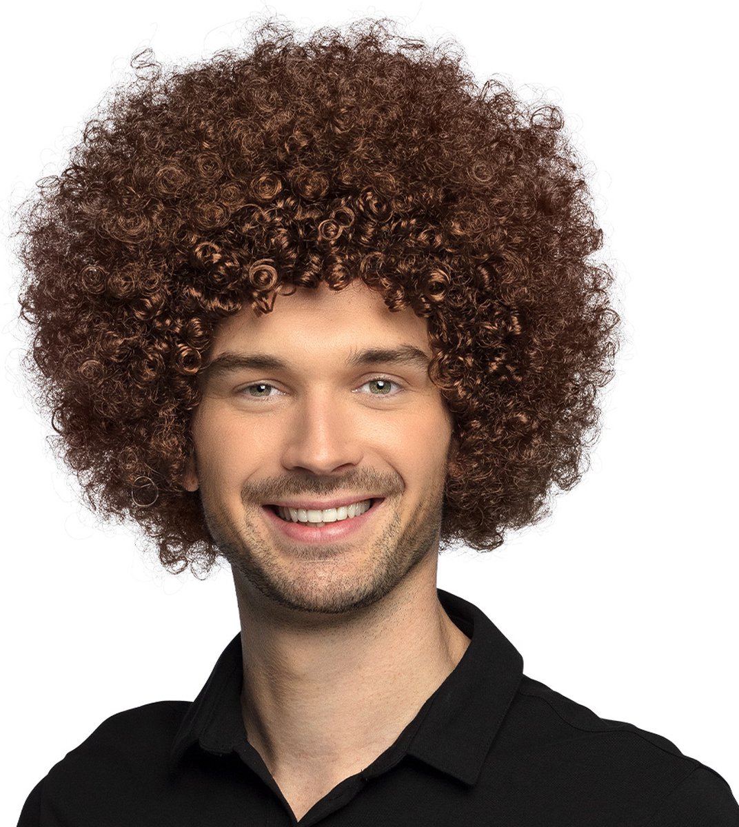 Boland - Pruik Groove bruin Bruin - Afro - Kort - Unisex - Danser/danseres - 70's, 80's & 90's - Disco — afbeelding 6
