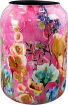 Ter Steege Pot de Fleurs-Vase Décoratif Métal Fuchsia-Multicolore D 30 cm H 42 cm