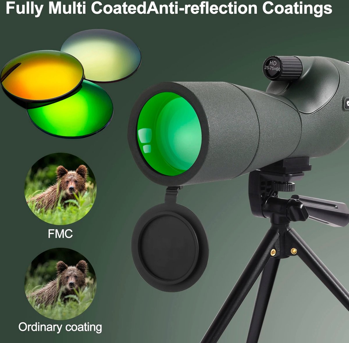 GOSKY 20-60 X 80 Porro Prism Spotting Scope- Waterproof Scope For Bird Watching Target Shooting Archery Range Outdoor Activities
