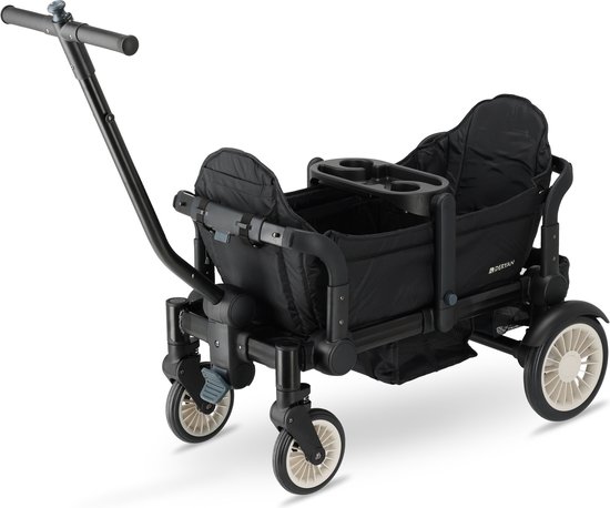 Deryan Luxe Sandy bolderkar - Duo buggy - tandem buggy - opvouwbaar - inklapbare bolderwagen - duo kinderwagen - Zwart van Deryan — afbeelding 3