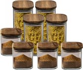 Secret de Gourmet - Keuken voorraadbussen/potten glas/hout set 8x stuk