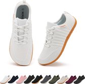 Somic Barefoot Schoenen - Sportschoenen Sneakers - Fitnessschoenen - Hardloopschoenen - Ademend Knit Textiel - Platte Zool - Wit - Maat 42