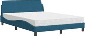 vidaXL - Bed - met - matras - fluweel - blauw - 140x200 - cm