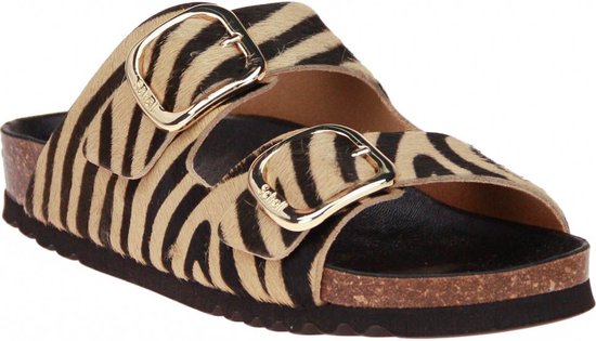 Scholl Noelle Slipper Zebra Beige-Zwart