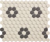 The Mosaic Factory London Hexagon - Tegel - Mozaïektegel - 26x30x0.5cm - Wit, Zwart - Mat - 0.78m²/10 Stuks