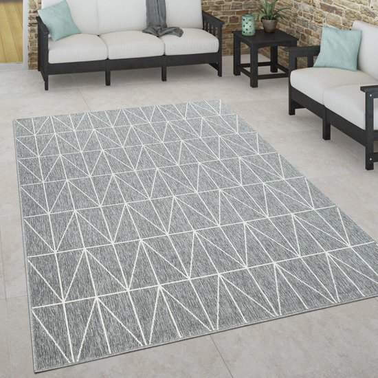 Paco Home Binnen- En Buitenvloerkleed, Terras En Bal Weerbestendig Effen Met Structuur 200x290 Cm 1202480755