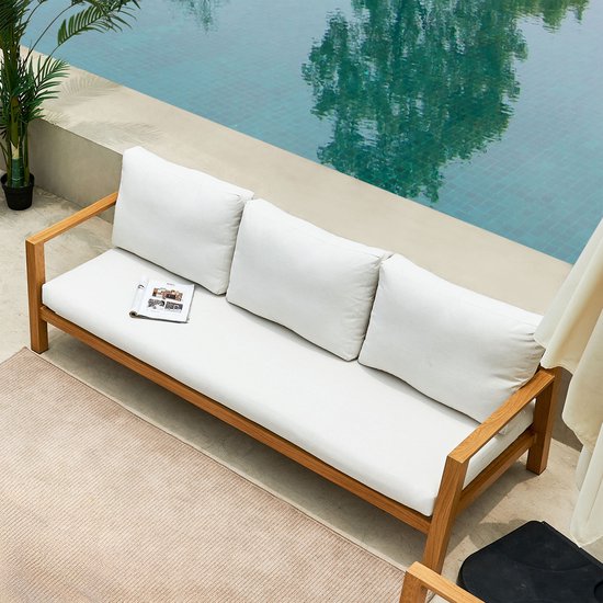 AXI Orla Canapé de jardin 4 pièces Aspect bois/beige - 2 Fauteuils de jardin et 1 canapé avec table - Structure en aluminium thermolaqué - 5 Personnes