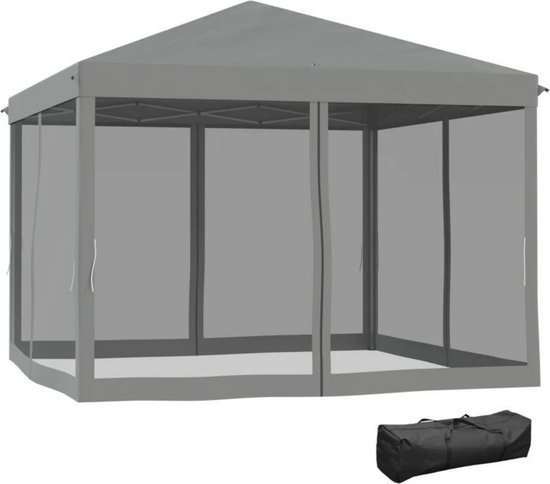 QUICK STAR metalen tuinpaviljoen Nizza 3x3m antiek partytent zand met 4 zijdelen
