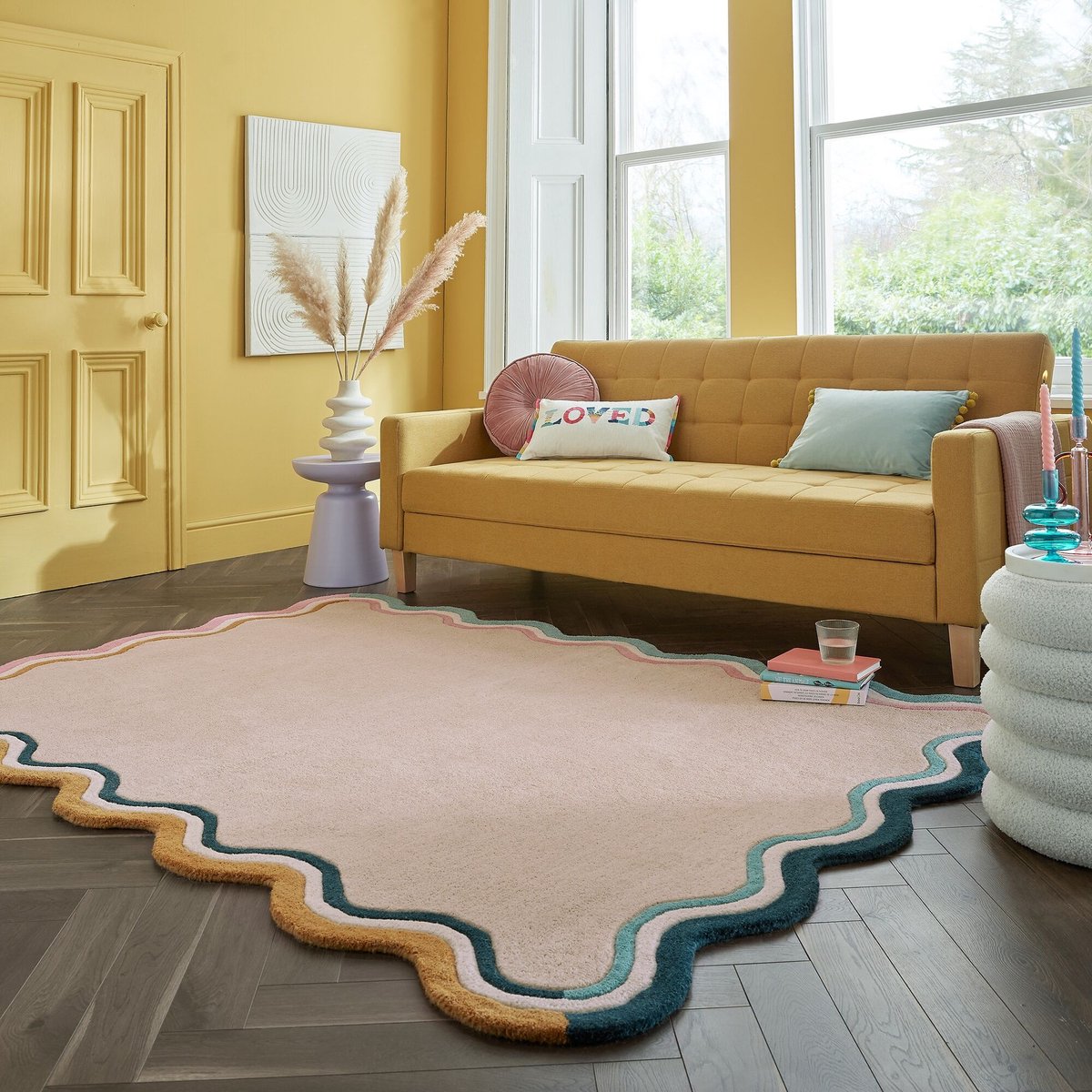 flycarpets Leo Scallop Modern Laagpolig - 100% Wol - Schelpvormige Rand Vloerkleed - Multi - 160x230 cm Beige