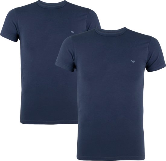Emporio Armani 2P O-hals shirts small GA logo blauw - M