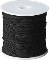 Polyester Koord - Polyester Draad - Hobby Koord En Draad - Sieraden Maken - Zwart - Dikte 1 mm - 50 mtr - Creotime - 1 Rol