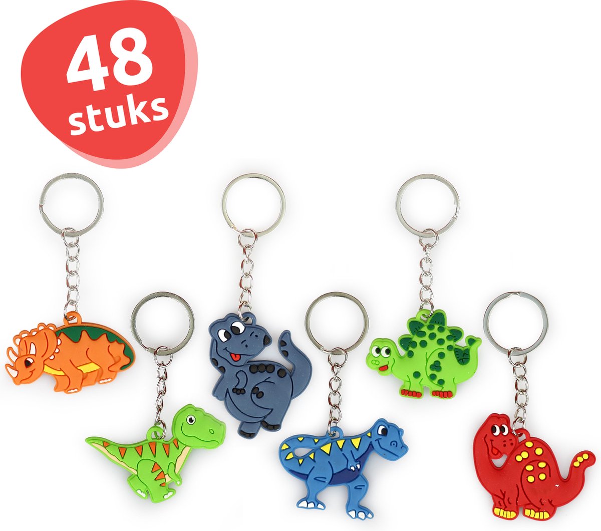 Isa's Friends® - Uitdeelcadeautjes Sleutelhangers Dino's - 48 stuks - Traktatie