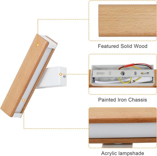 EDISHINE LED Tafellamp, Touch Dimbare Nachtlamp, Moderne Bureau Lamp Zwart Hout, 3 Kleurtemperaturen, 750 Lumen voor Slaapkamer, Woonkamer, Kantoor, Bureau, Cadeau [Energieklasse F