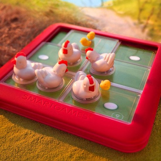 SmartGames - Chicken Shuffle Jr - 48 uitdagingen - Schuifpuzzel met 3D kippen en eitjes - SmartGames