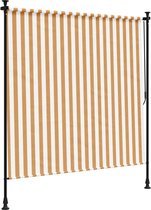 vidaXL - Rolgordijn - voor - buiten - 150x270 - cm - stof - en - staal - oranje - en - wit