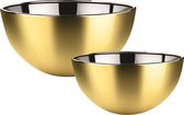 Svenska Living Voedsel serveer schalen set - 2x stuks - metallic goud - RVS - Dia 19/23 cm - keuken