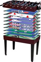 GAMES PLANET Multi Game Tafel - 15-in-1 - Tafelvoetbal - Pool - Ping Pong - Air Hockey - Donkere Houtlook