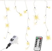 VOLTRONIC LED Gordijn - 600 LEDs - Met Afstandsbediening - Kerstverlichting - Tuinverlichting - Transparante kabel - Binnen en Buiten - ijsregen - 15 m - Warm Wit