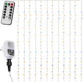 VOLTRONIC LED Lichtgordijn - Met Afstandsbediening - 300 LEDs - Kerstverlichting - Tuinverlichting - Binnen en Buiten - 3 x 3 m - Warm en Koud Wit