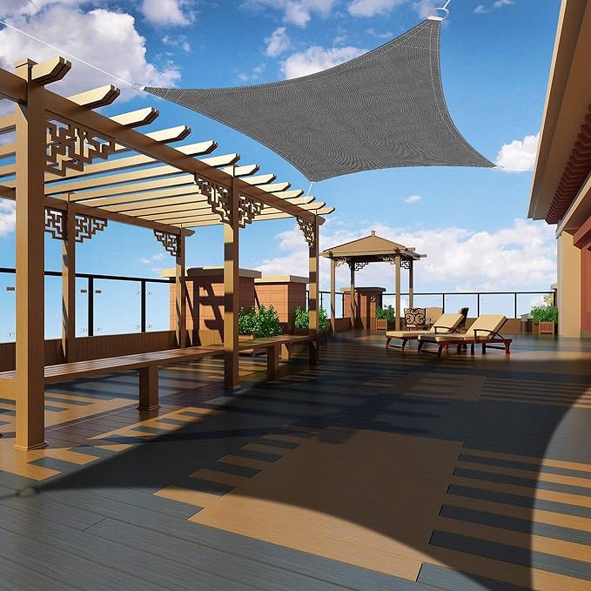 Schaduw Zeil Zonnescherm Schaduwdoek Rechthoekig Waterdicht Zonwering met UV-bescherming, voor Tuin, Balkon, Terras, Camping 3x4 m