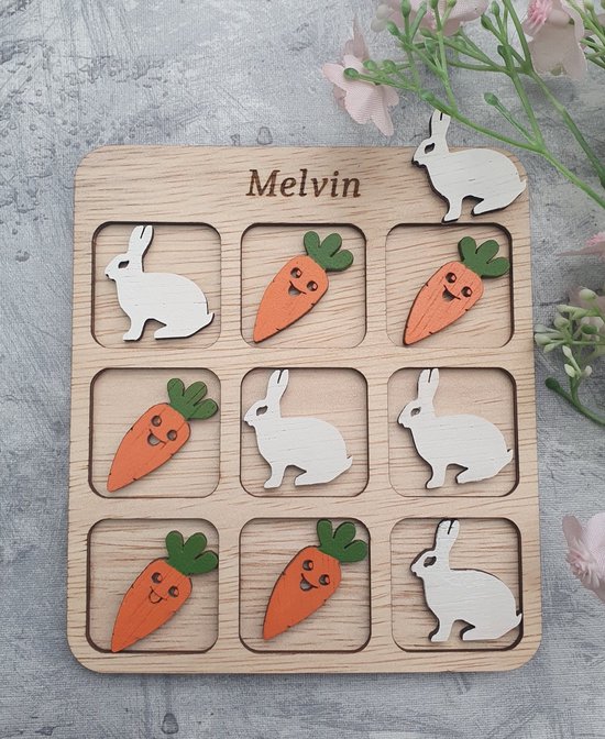 naam personnalisé Art CNC en bois d’un jeu Tic Tac Toe