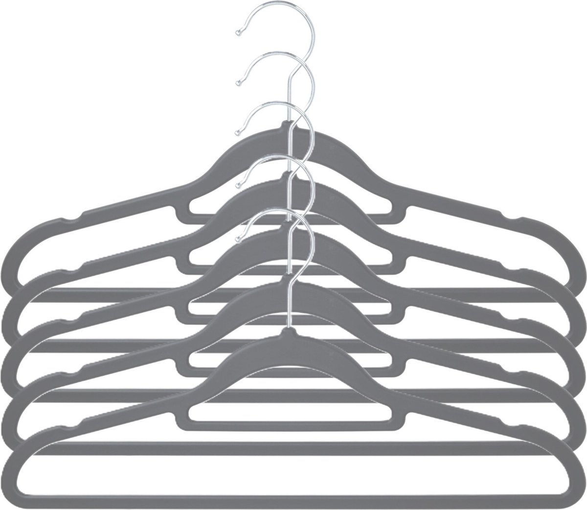 Storage Solutions Kledinghangers anti-slip - 10x - kunststof - met broekstang - grijs