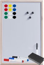 Zeller Magnetisch whiteboard/memobord - 40 x 60 cm - met gekleurde stiften - 15x magneten - en een wisser