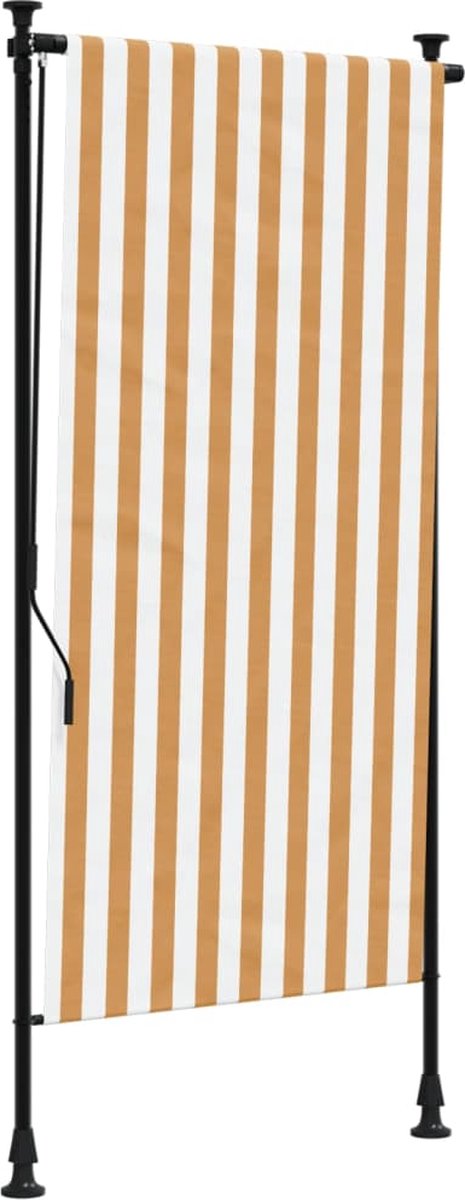 VidaXL Rolgordijn voor buiten 100x270 cm stof en staal oranje en wit