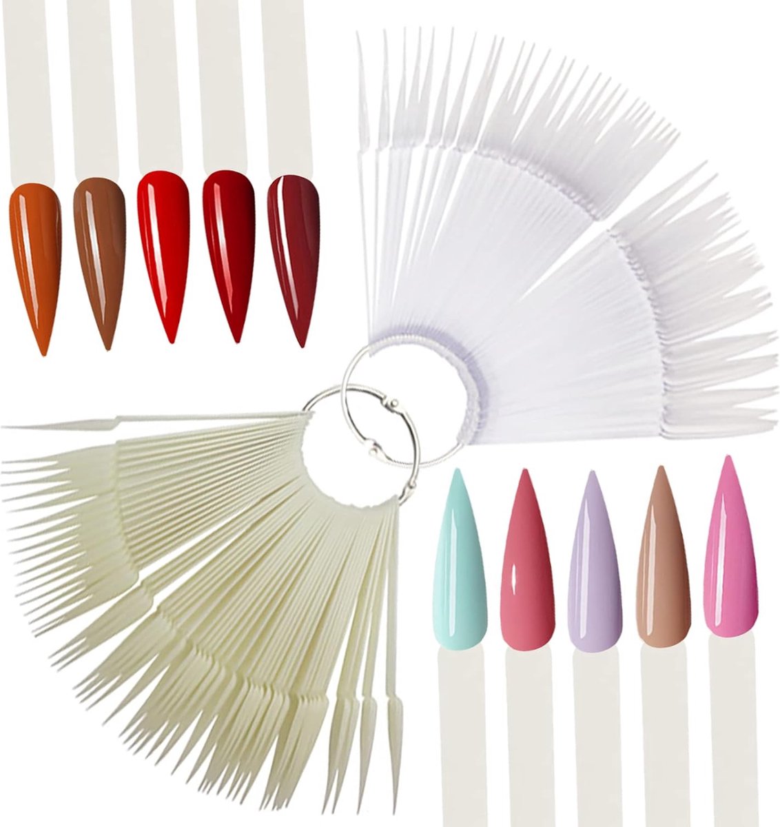 Merkloos Nail Art Tips Ring Stick nagels accessoires kleuren voorbeeld display tips nagel display boek 100 nagellak kleurkaart platen nagel tips voor display en praktijk