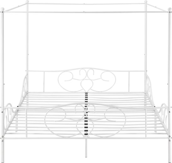 In And OutdoorMatch Metalen hemelbed Aiyana - met bedbodem en matras - 180x200 cm - wit - stabiel frame - minimalistisch design