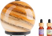 Whiffed Cosmo® Luxe Aroma Diffuser - Incl. 2x Etherische olie - Lavendel - Pepermunt - Geurverspreider met Glazen Design - 8 uur Aromatherapie - Tot 80m2 - Essentiële Olie Vernevelaar & Diffuser